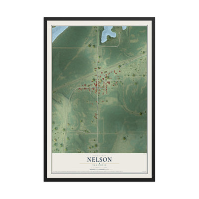 Map of Nelson, Illinois, 12 x 18 inch print in a black wood frame