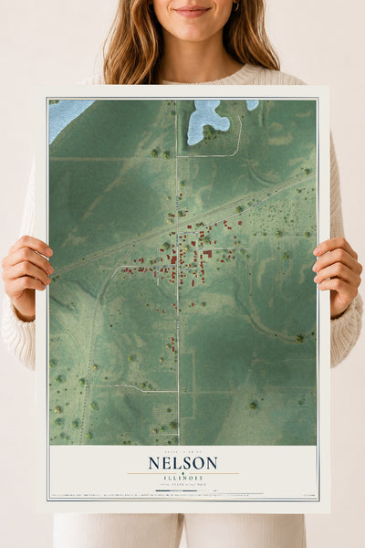 Map of Nelson, Illinois, 18 x 24 inch unframed archival matte print