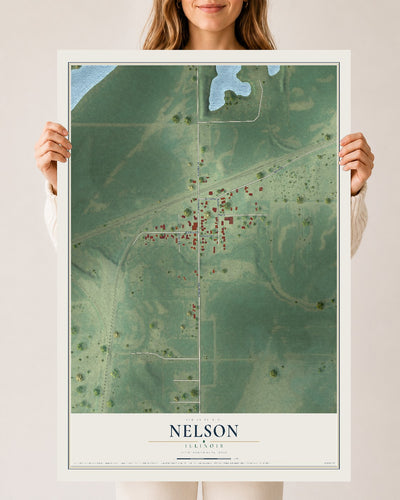 Map of Nelson, Illinois, 24 x 36 inch unframed archival matte print
