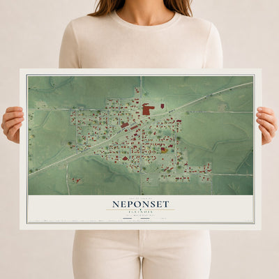 Map of Neponset, Illinois, 12 x 18 inch unframed archival matte print