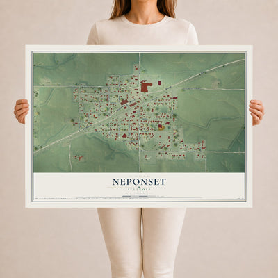 Map of Neponset, Illinois, 24 x 36 inch unframed archival matte print