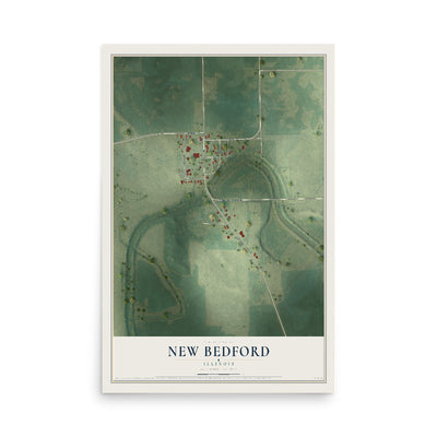 Map of New Bedford, Illinois, 12 x 18 inch unframed archival matte print