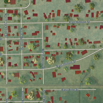 Second close-up of the map of New Berlin, Illinois print showing more streets and buildings