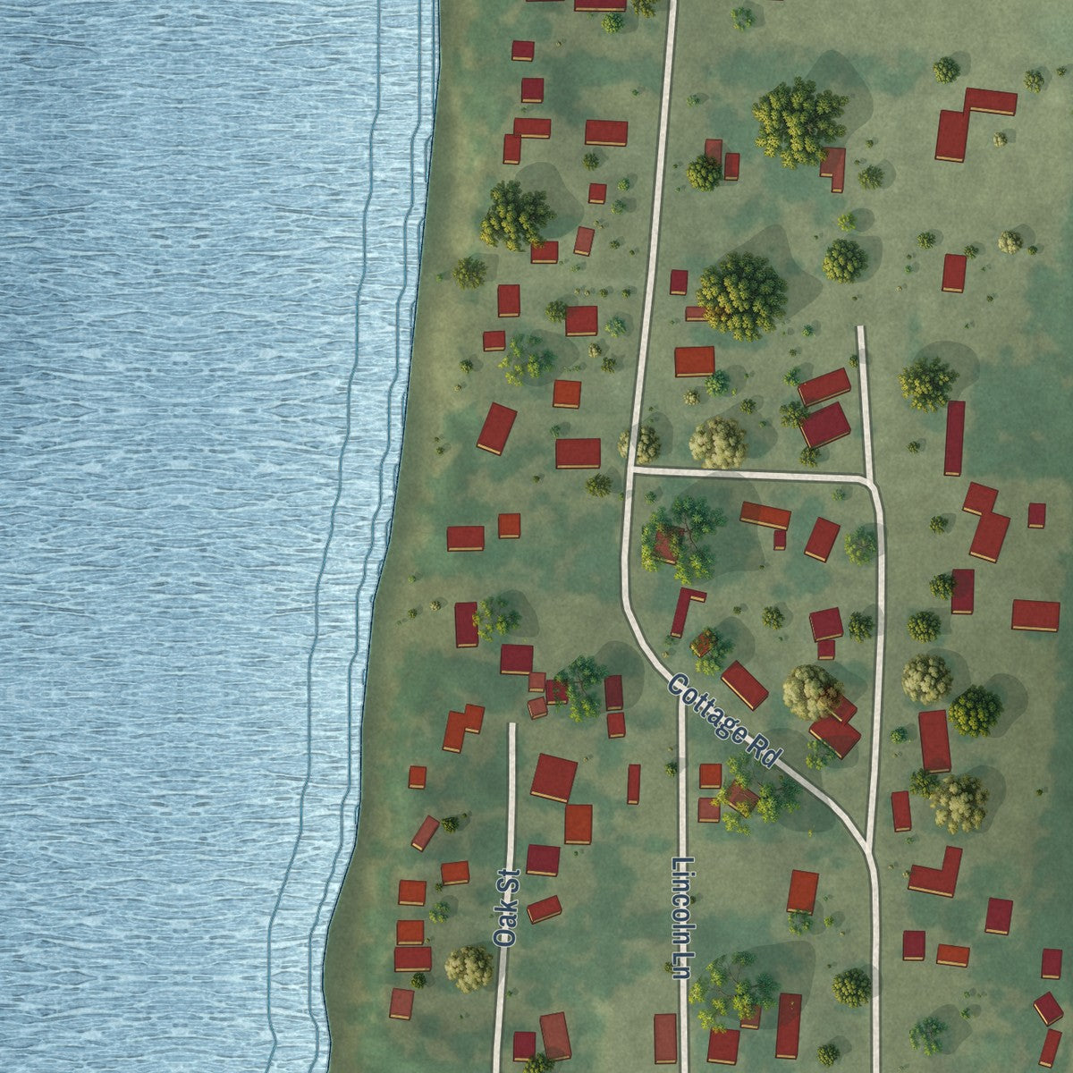 Second close-up of the map of New Boston, Illinois print showing more streets and buildings
