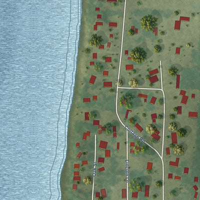 Second close-up of the map of New Boston, Illinois print showing more streets and buildings