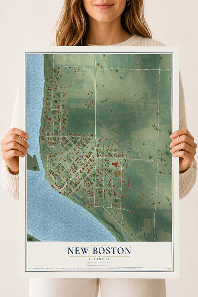 Map of New Boston, Illinois, 18 x 24 inch unframed archival matte print