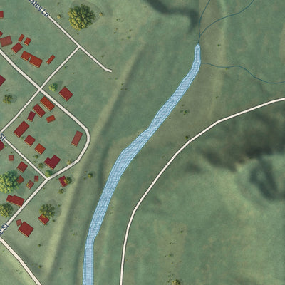 Second close-up of the map of New Canton, Illinois print showing more streets and buildings