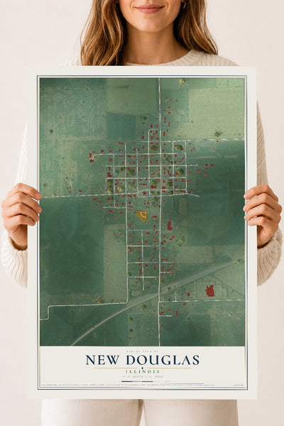 Map of New Douglas, Illinois, 18 x 24 inch unframed archival matte print