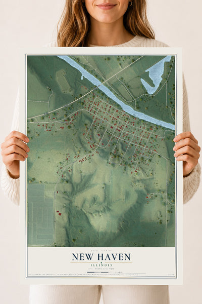 Map of New Haven, Illinois, 18 x 24 inch unframed archival matte print