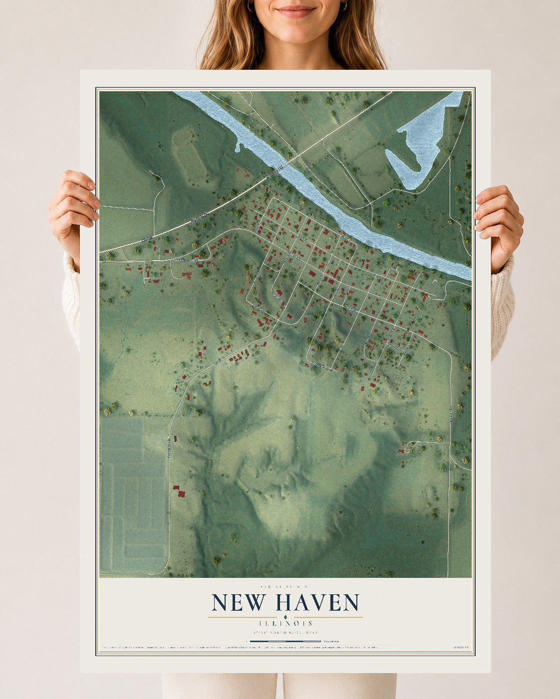 Map of New Haven, Illinois, 24 x 36 inch unframed archival matte print