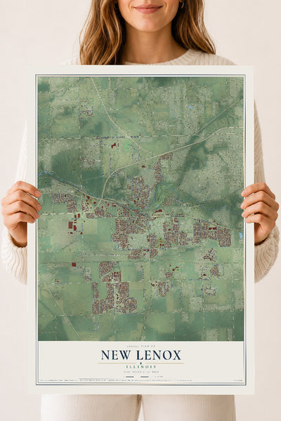 Map of New Lenox, Illinois, 18 x 24 inch unframed archival matte print