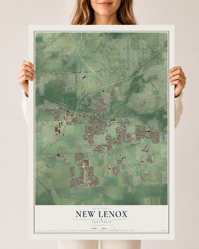 Map of New Lenox, Illinois, 24 x 36 inch unframed archival matte print