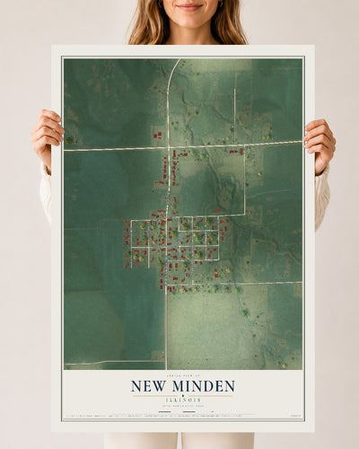 Map of New Minden, Illinois, 24 x 36 inch unframed archival matte print