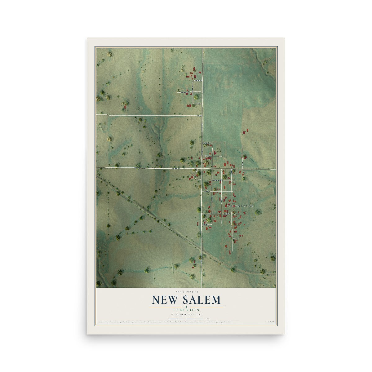 Map of New Salem, Illinois, 12 x 18 inch unframed archival matte print