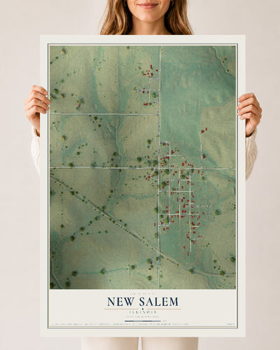 Map of New Salem, Illinois, 24 x 36 inch unframed archival matte print