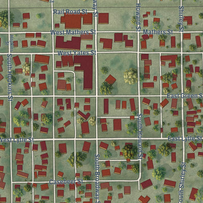 Close-up of the map of Newman, Illinois print showing street and building detail