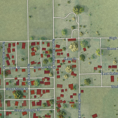 Second close-up of the map of Newman, Illinois print showing more streets and buildings