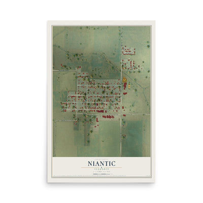 Map of Niantic, Illinois, 12 x 18 inch unframed archival matte print