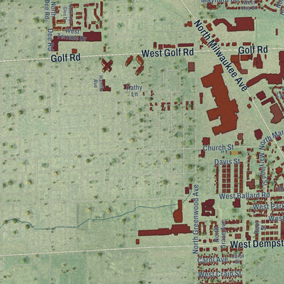 Second close-up of the map of Niles, Illinois print showing more streets and buildings