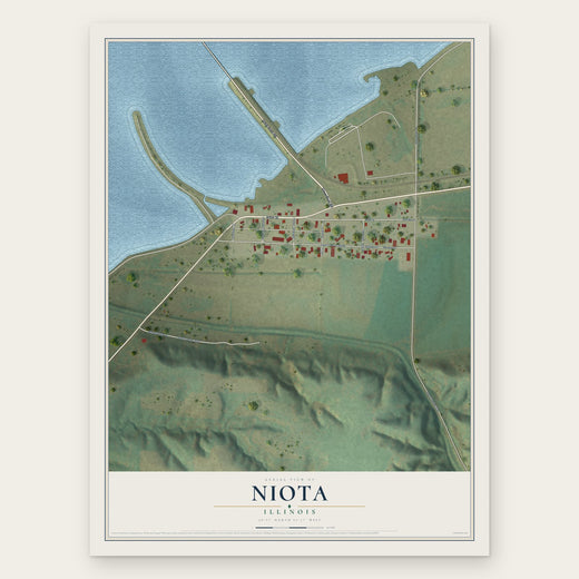 Niota, Illinois map print, the full design