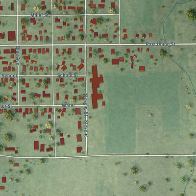 Second close-up of the map of Nokomis, Illinois print showing more streets and buildings