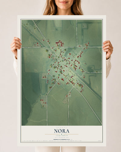 Map of Nora, Illinois, 24 x 36 inch unframed archival matte print
