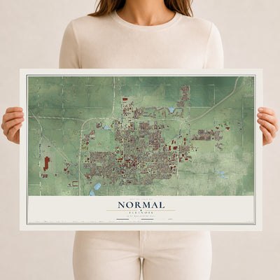 Map of Normal, Illinois, 12 x 18 inch unframed archival matte print