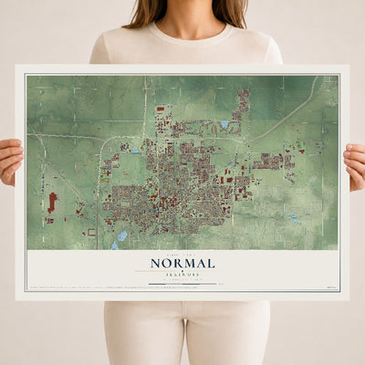 Map of Normal, Illinois, 18 x 24 inch unframed archival matte print