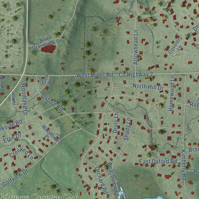 Second close-up of the map of North Barrington, Illinois print showing more streets and buildings