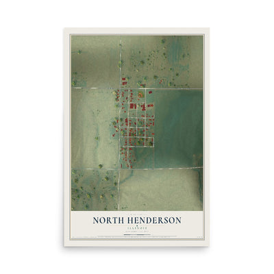 Map of North Henderson, Illinois, 12 x 18 inch unframed archival matte print