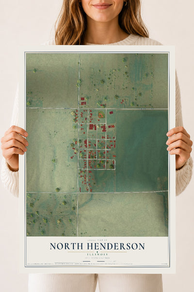 Map of North Henderson, Illinois, 18 x 24 inch unframed archival matte print