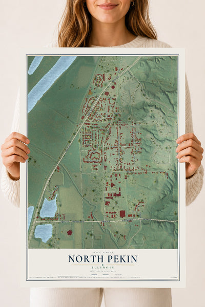 Map of North Pekin, Illinois, 18 x 24 inch unframed archival matte print