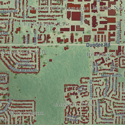 Second close-up of the map of Northbrook, Illinois print showing more streets and buildings