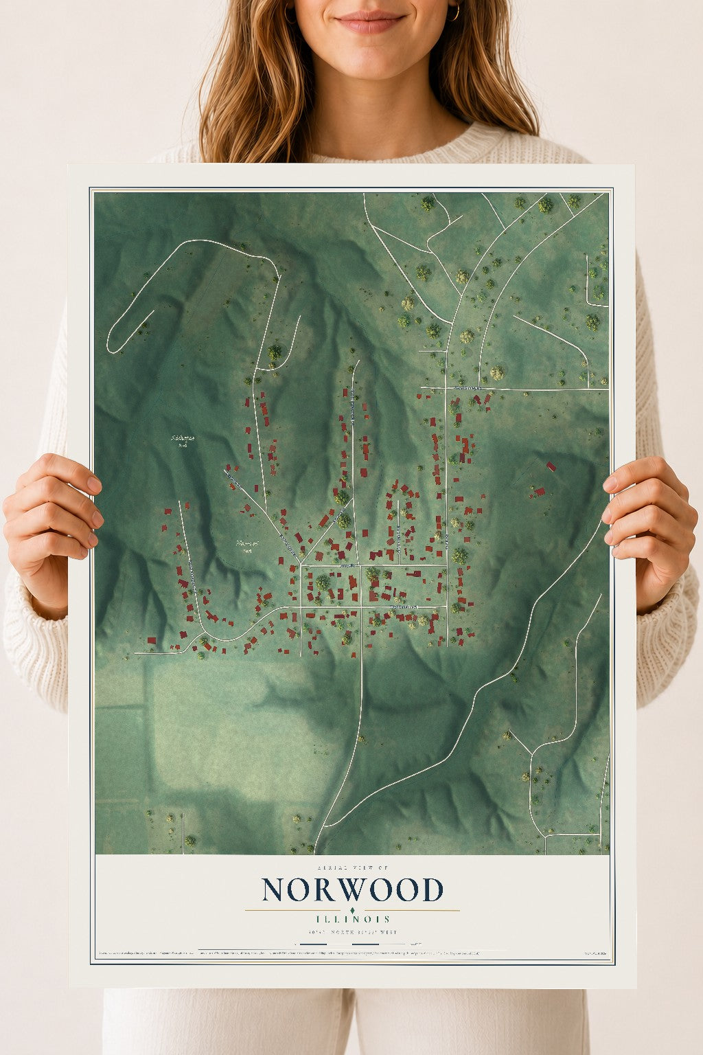 Map of Norwood, Illinois, 18 x 24 inch unframed archival matte print