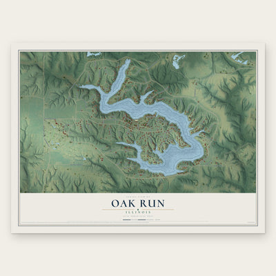 Oak Run, Illinois map print, the full design
