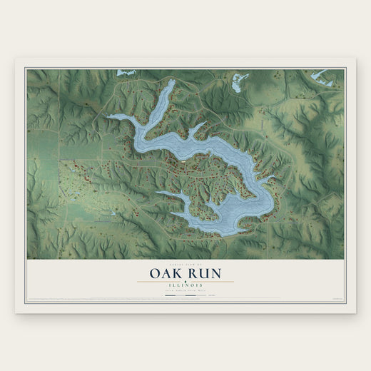 Oak Run, Illinois map print, the full design