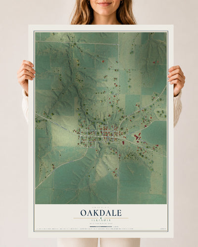Map of Oakdale, Illinois, 24 x 36 inch unframed archival matte print