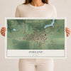 Map of Oakland, Illinois, 12 x 18 inch unframed archival matte print
