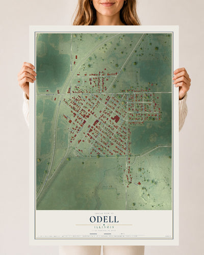 Map of Odell, Illinois, 24 x 36 inch unframed archival matte print