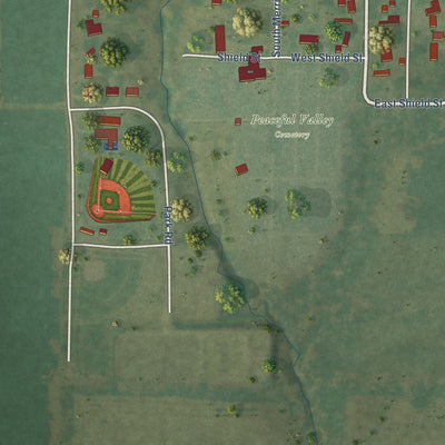 Second close-up of the map of Odin, Illinois print showing more streets and buildings