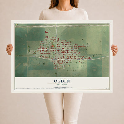 Map of Ogden, Illinois, 24 x 36 inch unframed archival matte print