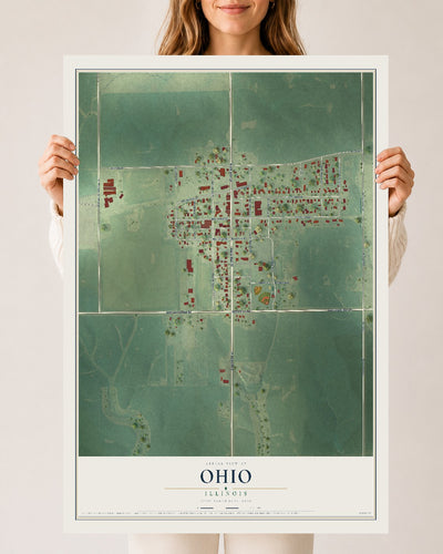 Map of Ohio, Illinois, 24 x 36 inch unframed archival matte print