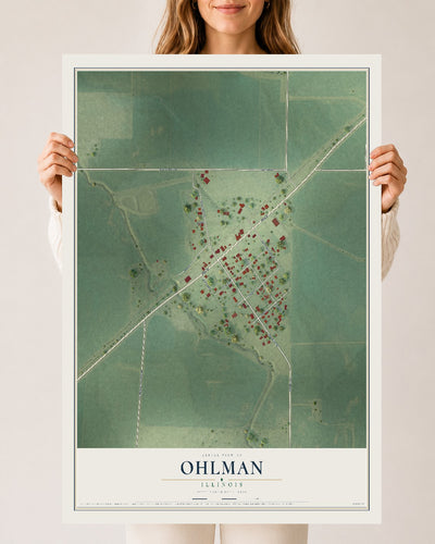 Map of Ohlman, Illinois, 24 x 36 inch unframed archival matte print