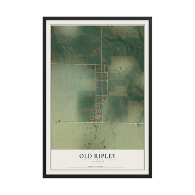 Map of Old Ripley, Illinois, 12 x 18 inch print in a black wood frame