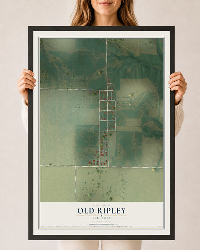 Map of Old Ripley, Illinois, 24 x 36 inch print in a black wood frame