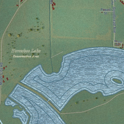 Close-up of the map of Olive Branch, Illinois print showing street and building detail