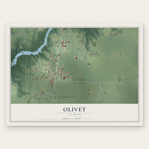 Olivet, Illinois map print, the full design