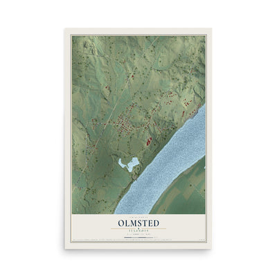 Map of Olmsted, Illinois, 12 x 18 inch unframed archival matte print