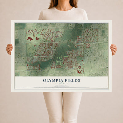 Map of Olympia Fields, Illinois, 24 x 36 inch unframed archival matte print