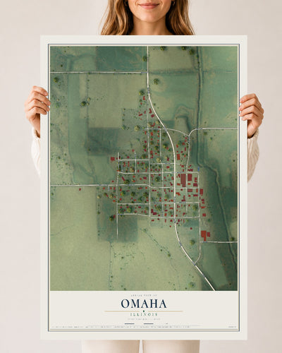 Map of Omaha, Illinois, 24 x 36 inch unframed archival matte print